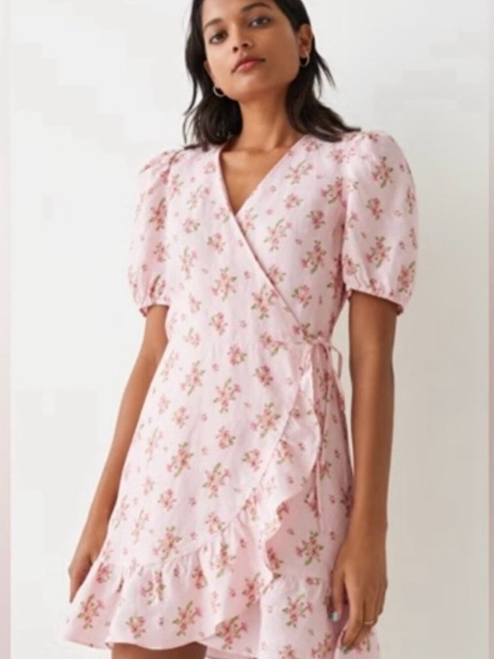 & Other Stories Floral Linen Mini Dress | US 0